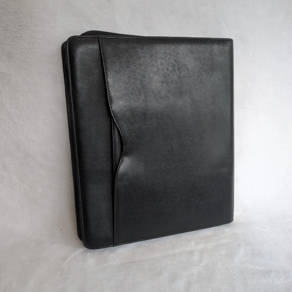 Vintage 90s Day-Timer Black Zip Portfolio Briefcase Executive Organizer Handle